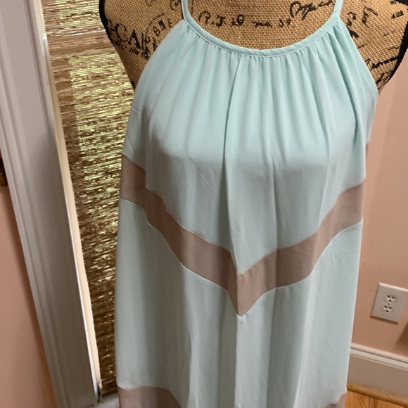She + Sky Blue Turquoise White Halter Maxi Dress Size M NWT - Picture 4 of 10